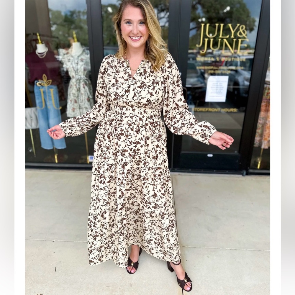 Floral polagram long sleeve maxi dress size xl